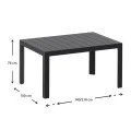 ATLANTIC BLACK 100X140/210Χ76εκ. ΕΠΕΚΤ.ΤΡΑΠΕΖΙ ΠΟΛ/ΝΙΟΥ