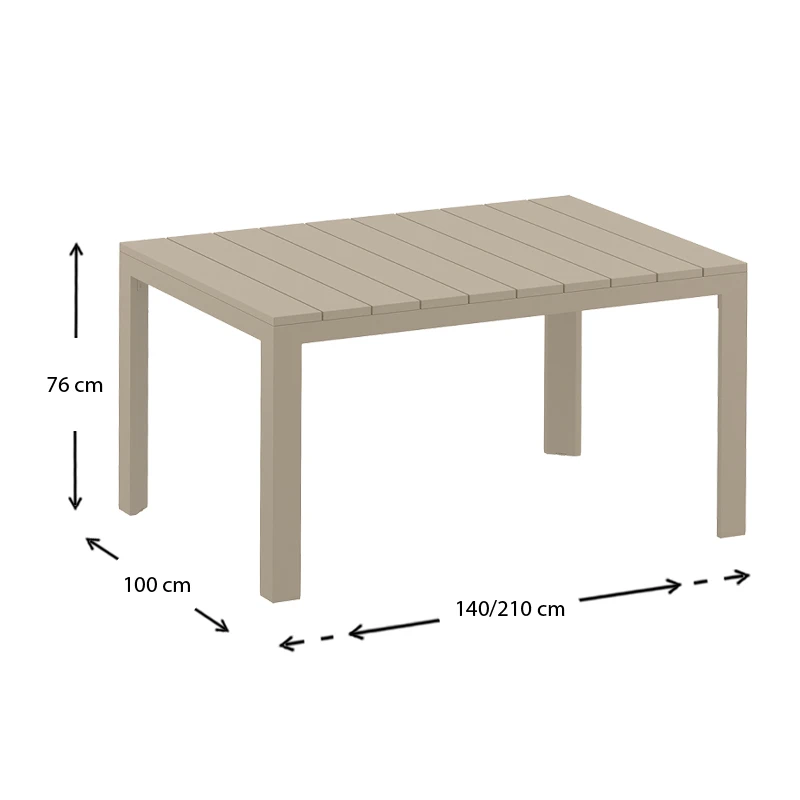 ATLANTIC TAUPE 100X140/210Χ76εκ. ΕΠΕΚΤ.ΤΡΑΠΕΖΙ ΠΟΛ/ΝΙΟΥ