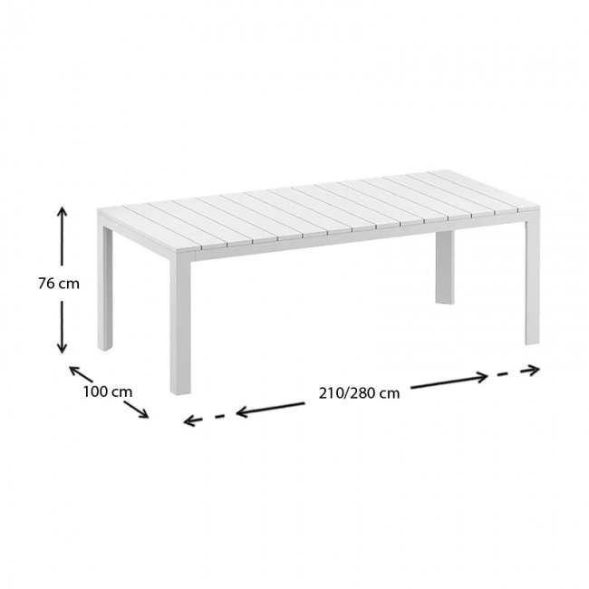 ATLANTIC WHITE 100X210/280Χ76εκ. ΕΠΕΚΤ.ΤΡΑΠΕΖΙ ΠΟΛ/ΝΙΟΥ