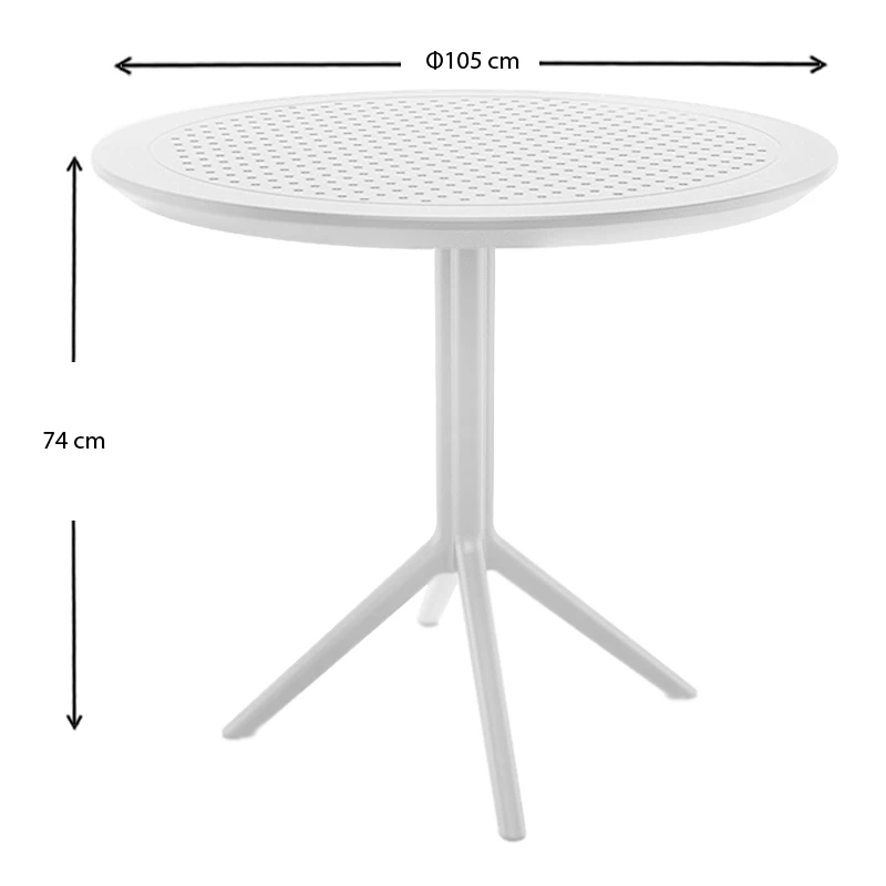 SKY WHITE Φ105X74εκ. ΤΡΑΠΕΖΙ ΠΟΛ/ΝΙΟΥ