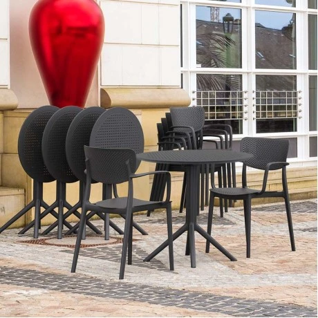 SKY BLACK Φ105X74εκ. ΤΡΑΠΕΖΙ ΠΟΛ/ΝΙΟΥ