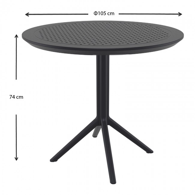 SKY BLACK Φ105X74εκ. ΤΡΑΠΕΖΙ ΠΟΛ/ΝΙΟΥ