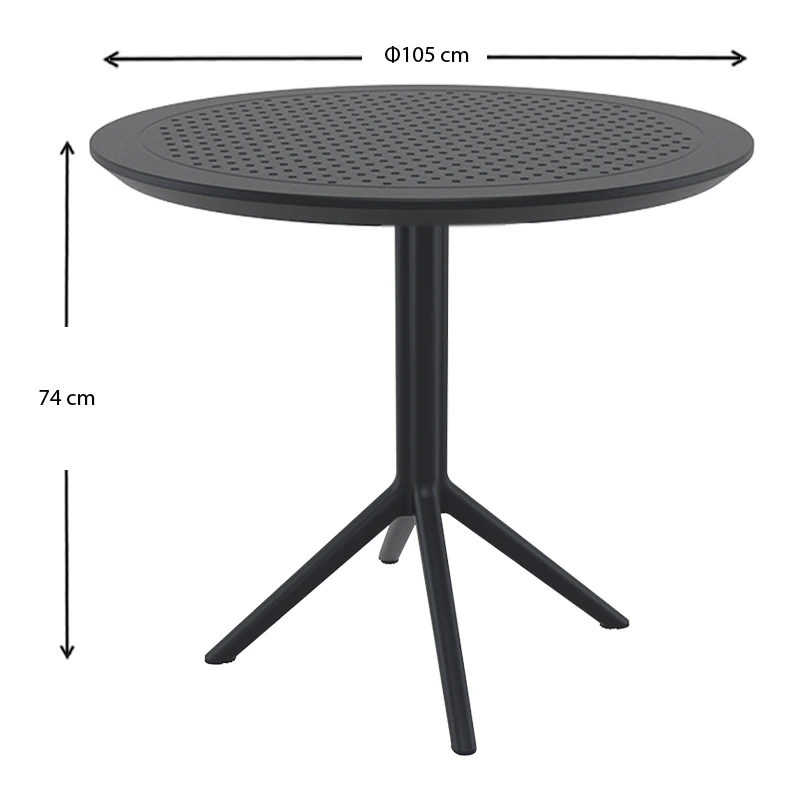 SKY BLACK Φ105X74εκ. ΤΡΑΠΕΖΙ ΠΟΛ/ΝΙΟΥ