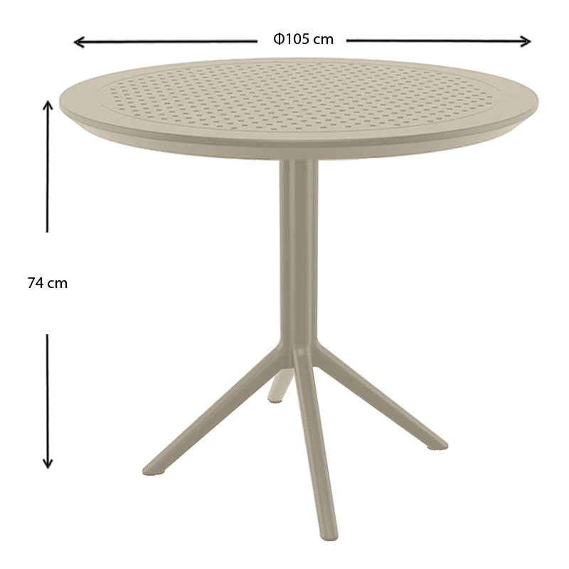 SKY TAUPE Φ105X74εκ. ΤΡΑΠΕΖΙ ΠΟΛ/ΝΙΟΥ