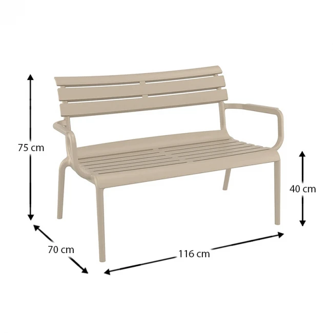 PARIS ΚΑΝΑΠΕΣ TAUPE 116X70X75εκ. ΠΟΛ/ΝΙΟΥ