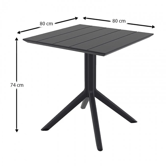 PARIS BLACK 80X80X74εκ. ΤΡΑΠΕΖΙ ΠΟΛ/ΝΙΟΥ