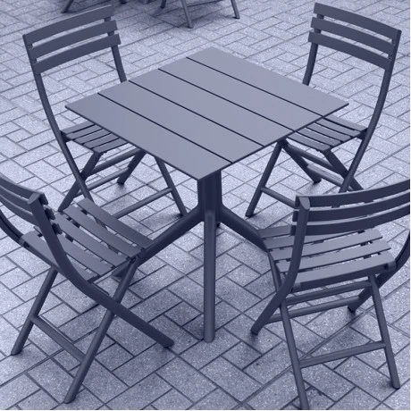 PARIS DARK GREY 80X80X74εκ. ΤΡΑΠΕΖΙ ΠΟΛ/ΝΙΟΥ