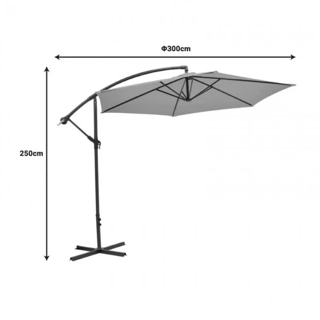 Umbrella with base Jiopel pakoworld single piece aluminium-fabric beige-grey D3m