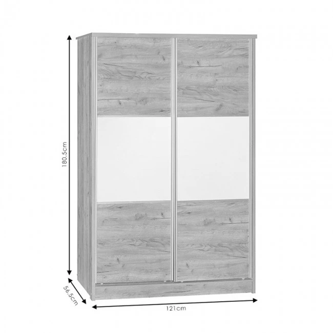 Wardrobe with 2 sliding doors Griffin pakoworld in natural colour 121x56.5x180.5cm