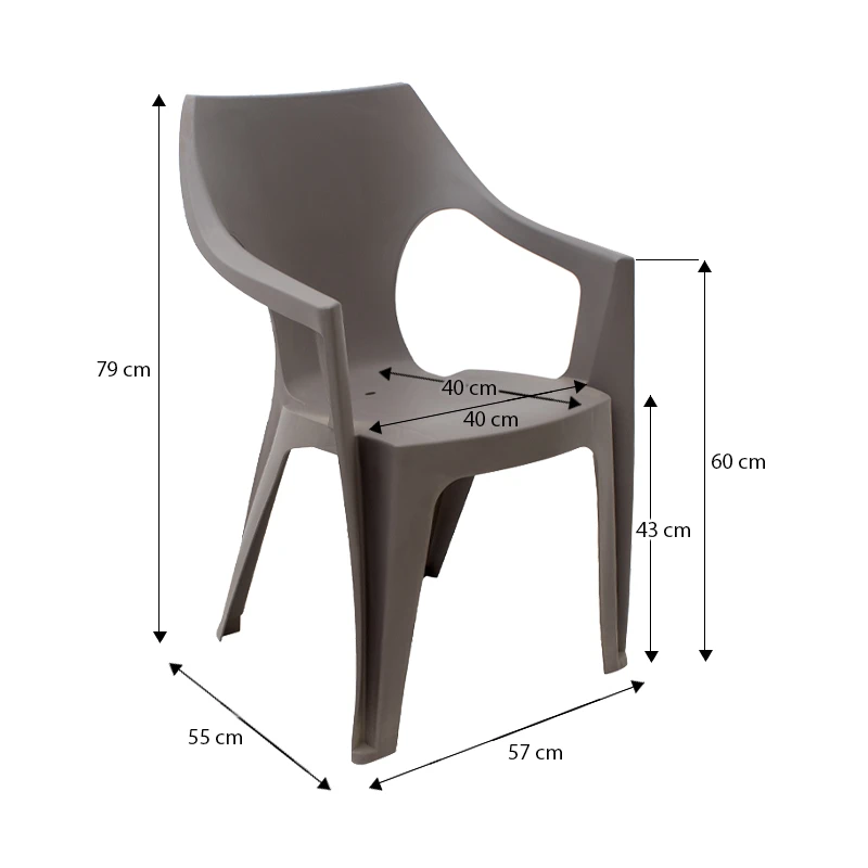 Dante polypropylene armchair in cappuccino color 57x55x79cm.