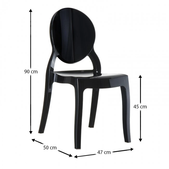 Καρέκλα σε χρώμα μαύρο γυαλιστερό ELIZABETH SIESTA