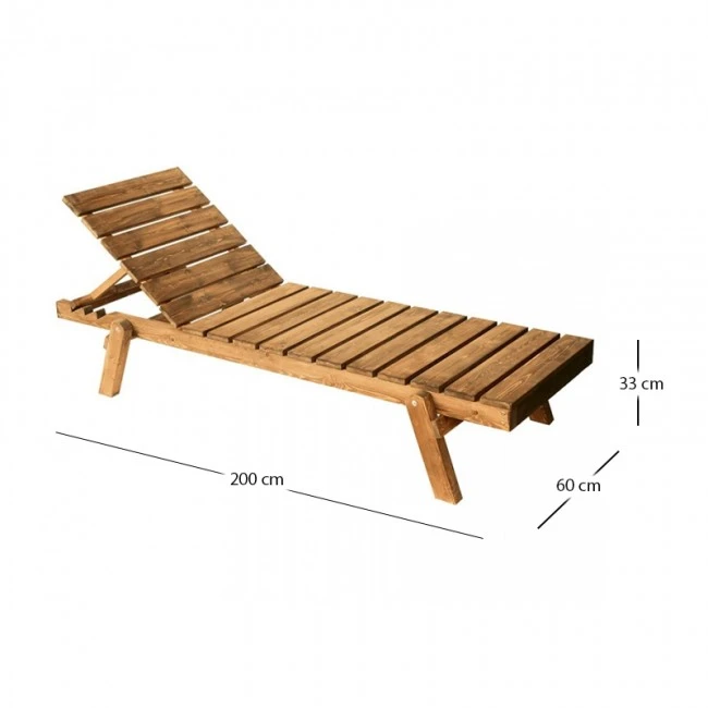 Ξαπλώστρα Maris με ξύλινο σκελετό σε χρώμα καρυδί 72x200x35εκ