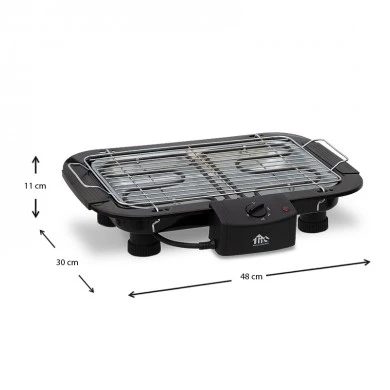 Barbeque grill of 2000W in black color 48x30x11cm.