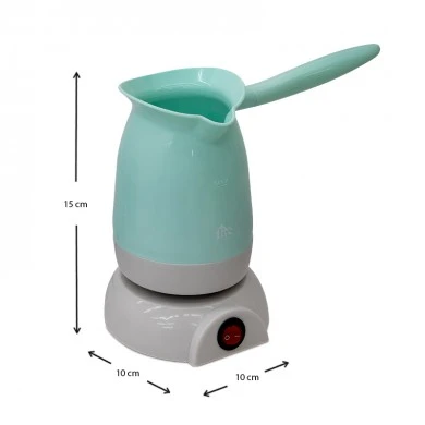 800W electric brewing pot in bright green color 10x10x15cm.