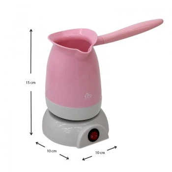 800W electric brewing pot in pink color 10x10x15cm.