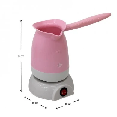 800W electric brewing pot in pink color 10x10x15cm.