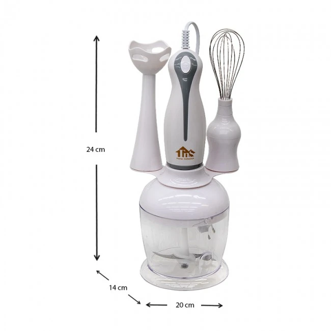 Hand blender with bowl and fitments 250W in white color 20x14x24cm.