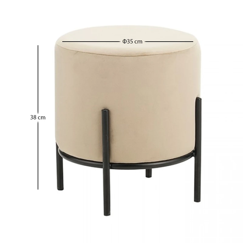 BELLA/R ΣΚΑΜΠΟ BEIGE VELVET ΥΦΑΣΜΑ Φ.35Χ38εκ.