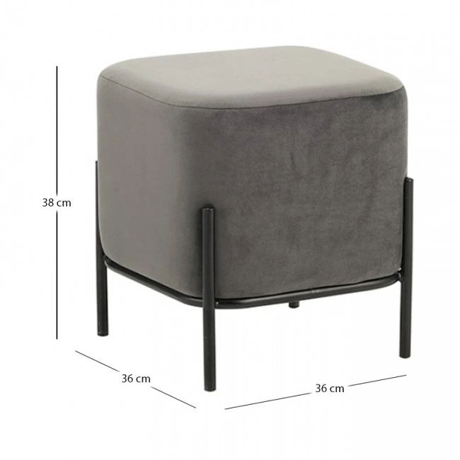 BELLA/S ΣΚΑΜΠΟ GREY VELVET ΥΦΑΣΜΑ 36X36Χ38εκ.