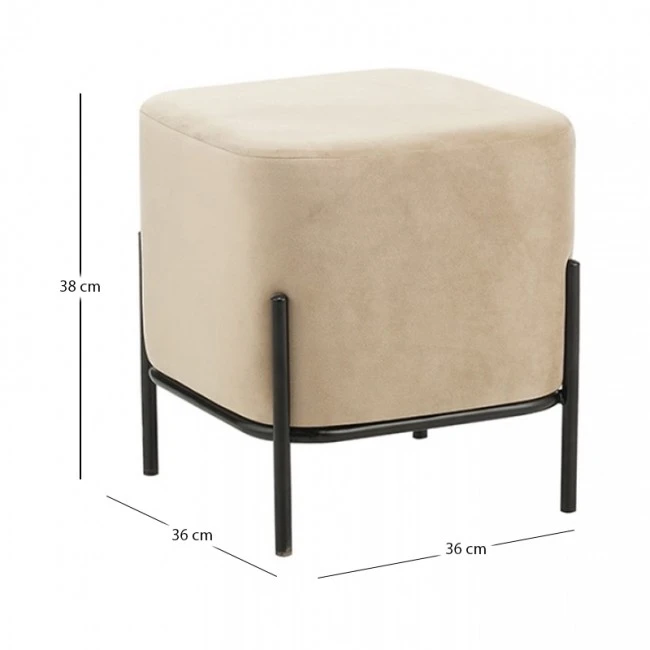 BELLA/S ΣΚΑΜΠΟ BEIGE VELVET ΥΦΑΣΜΑ 36X36Χ38εκ.