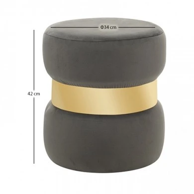 LINDA/R ΣΚΑΜΠΟ GREY VELVET ΥΦΑΣΜΑ Φ.37Χ43εκ.
