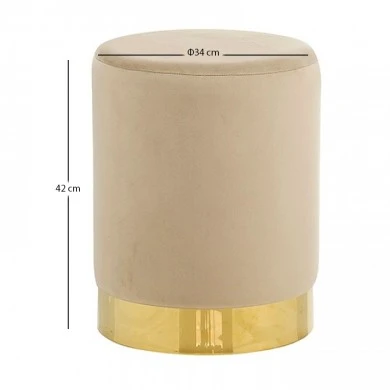 LINDA/S ΣΚΑΜΠΟ BEIGE VELVET ΥΦΑΣΜΑ Φ.34Χ42εκ.