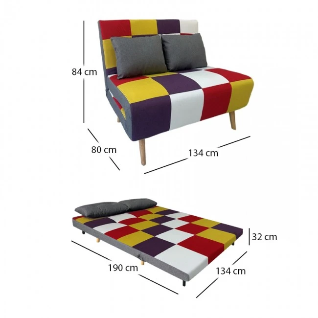 SARA PATCHWORK ΥΦΑΣΜΑ ΚΑΝΑΠΕΣ/ΚΡΕΒΑΤΙ 134Χ80εκ.