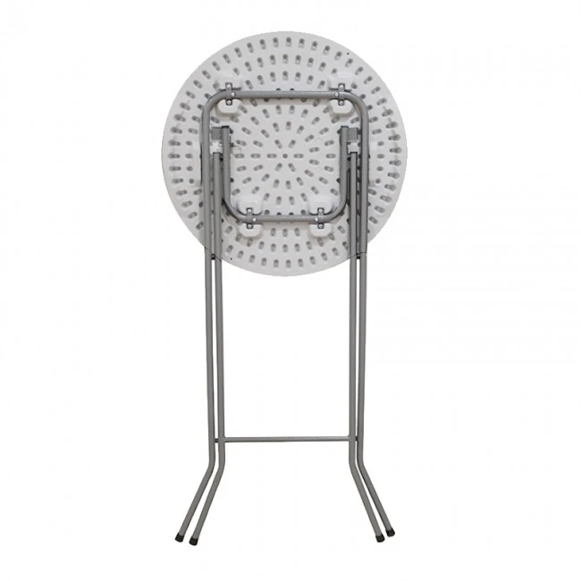 Τραπέζι - stand catering με μεταλλικό σκελετό - επιφάνεια από Pp Hdpe σε λευκό Φ.81x110εκ.