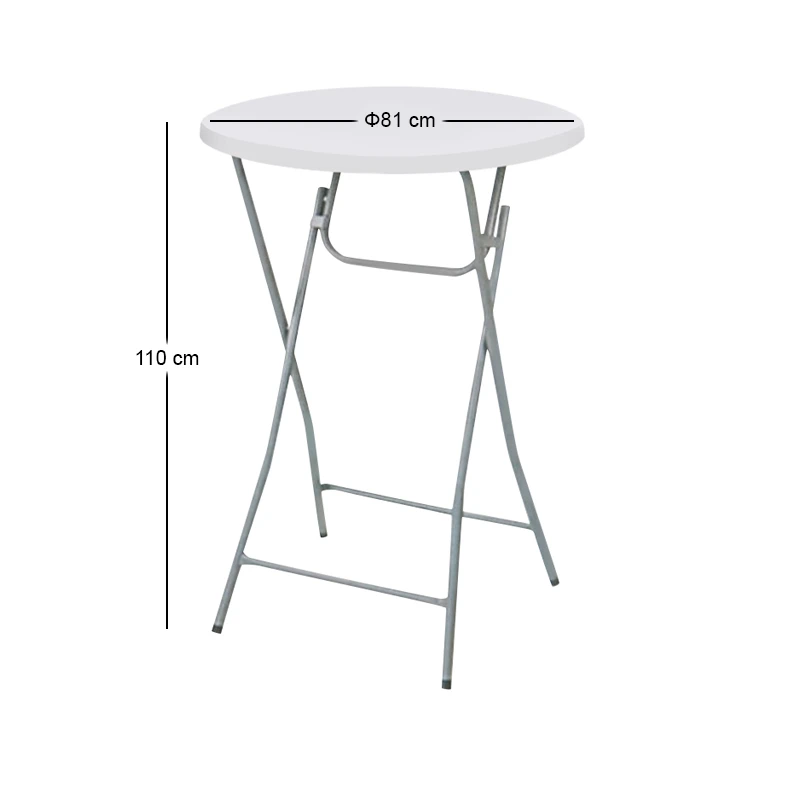 Catering table - stand with metallic frame - Pp Hdpe surface in white color D.81x110cm.