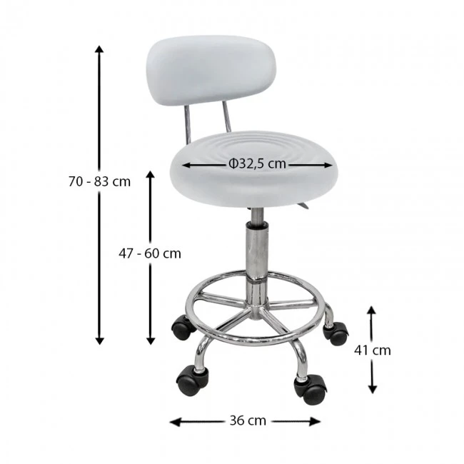 Σκαμπό Μπάρ 2τμχ Bar 72 Λευκό Pu 38x43x82εκ.