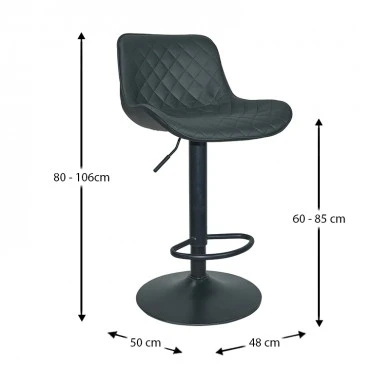 Σκαμπό Μπάρ 2τμχ Bar94 Black Pu 48x50x107.5εκ.