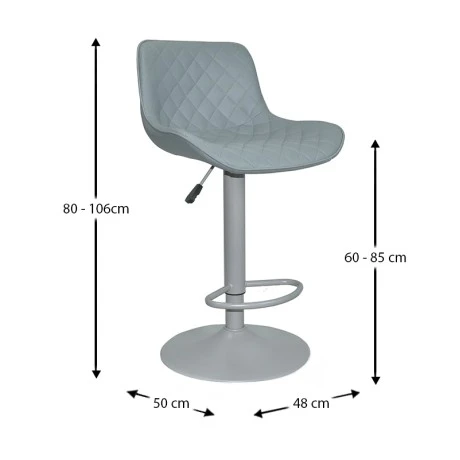 Σκαμπό Μπάρ 2τμχ Bar94 Grey Pu 48x50x107.5εκ.