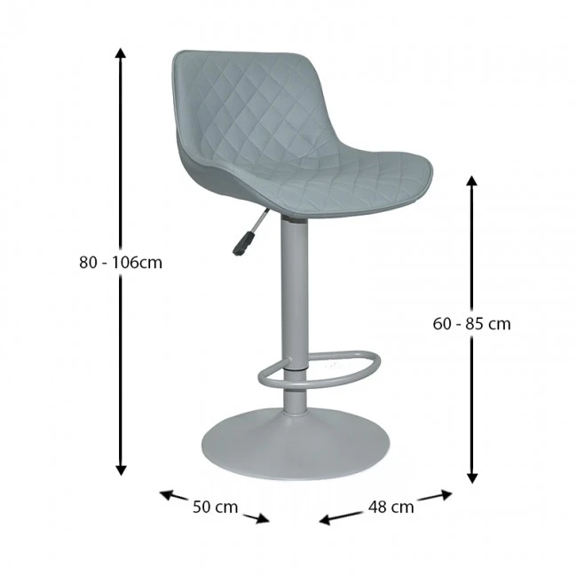 Σκαμπό Μπάρ 2τμχ Bar94 Grey Pu 48x50x107.5εκ.