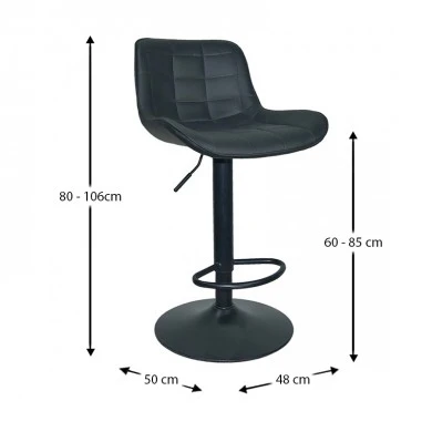 Σκαμπό Μπάρ 2τμχ Bar93 Black Pu 48x50x107.5εκ.