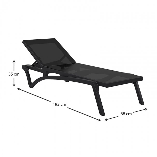 Ξαπλώστρα πολυπροπυλενίου σε μαύρο χρώμα 193x68x35 εκ. PACIFIC SIESTA