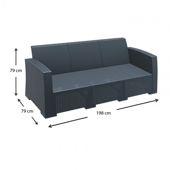 ΜΟΝΑΚΟ DARK GREY 3ΘΕΣΙΟΣ ΚΑΝΑΠΕΣ ΠΟΛ/ΝΙΟΥ - 53.0152