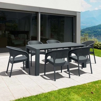 ΒΕΓΚΑΣ RATTAN DARK GREY 100X180/220εκ. ΕΠΕΚΤ.ΤΡΑΠΕΖΙ - 53.0234