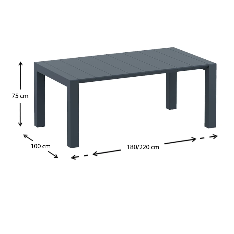 ΒΕΓΚΑΣ RATTAN DARK GREY 100X180/220εκ. ΕΠΕΚΤ.ΤΡΑΠΕΖΙ - 53.0234