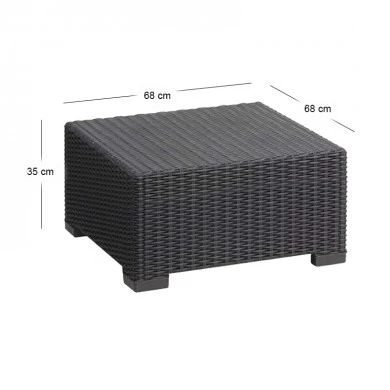 Τραπέζι California με επένδυση wicker σε χρώμα ανθρακί 68x68x35εκ