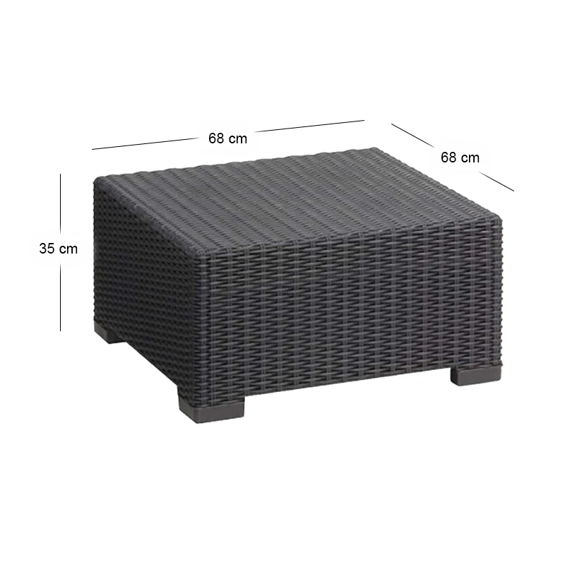Τραπέζι California με επένδυση wicker σε χρώμα ανθρακί 68x68x35εκ