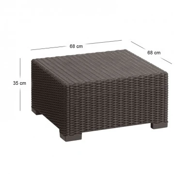 Τραπέζι California με επένδυση wicker σε χρώμα καφέ 68x68x35εκ