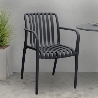 Polypropylene armchair in black color 53,5x58x80cm.