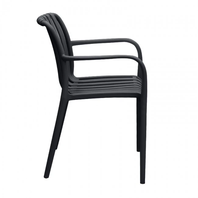 Polypropylene armchair in black color 53,5x58x80cm.