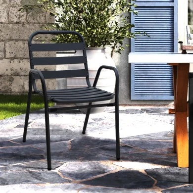 Metal - aluminum stackable garden armchair, black color, 53x60x78cm.