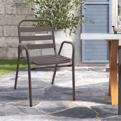 Metal - aluminum stackable garden armchair, brown color, 53x60x78cm.