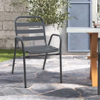 Metal - aluminum stackable garden armchair, grey color, 53x60x78cm.