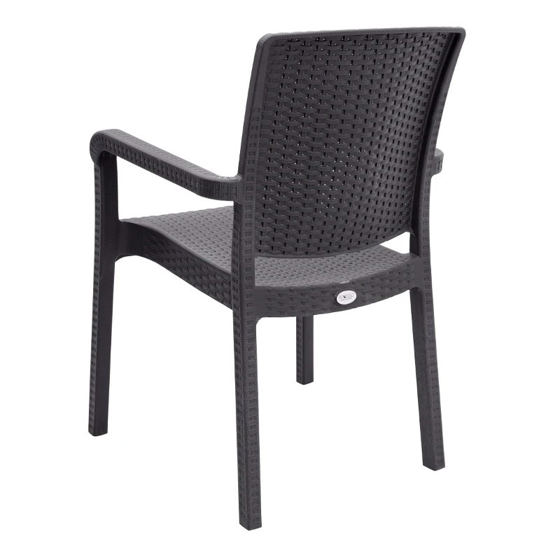 Polypropylene armchair with rattan  in brown color 56x60x86,5cm.