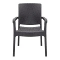 Polypropylene armchair with rattan  in brown color 56x60x86,5cm.