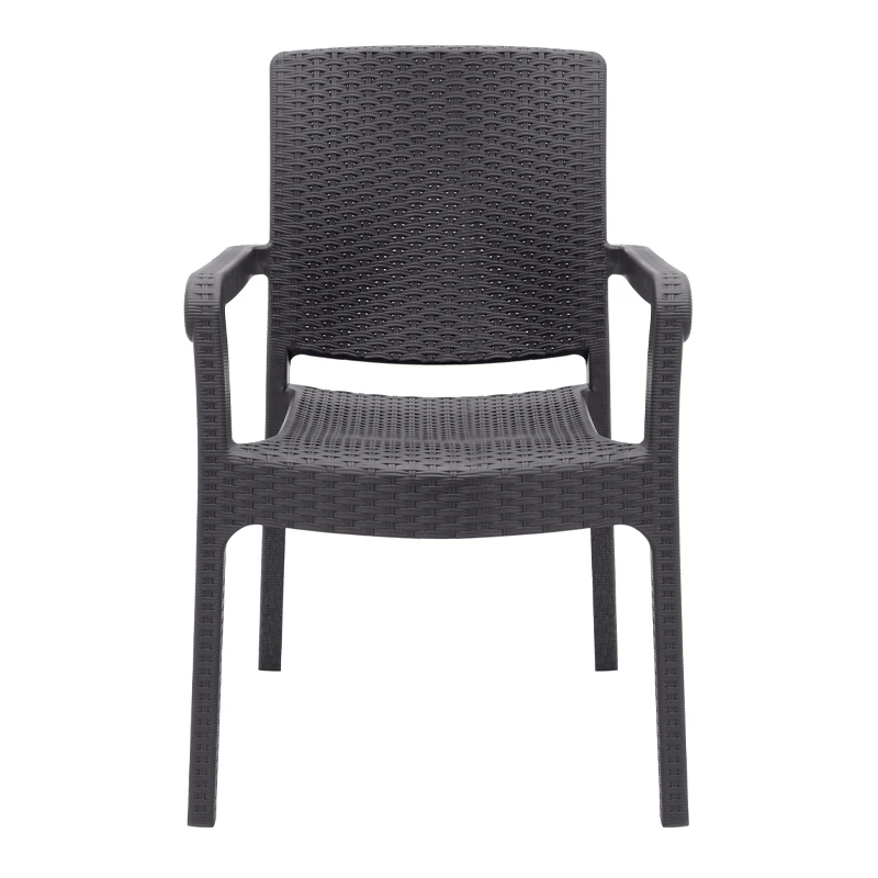 Polypropylene armchair with rattan  in brown color 56x60x86,5cm.