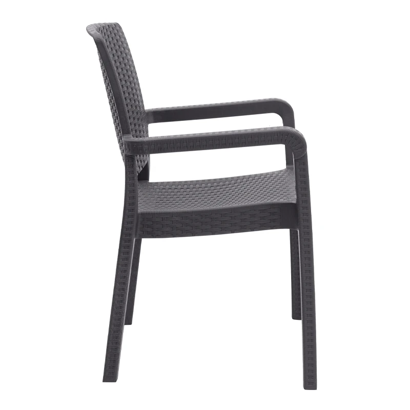 Polypropylene armchair with rattan  in brown color 56x60x86,5cm.